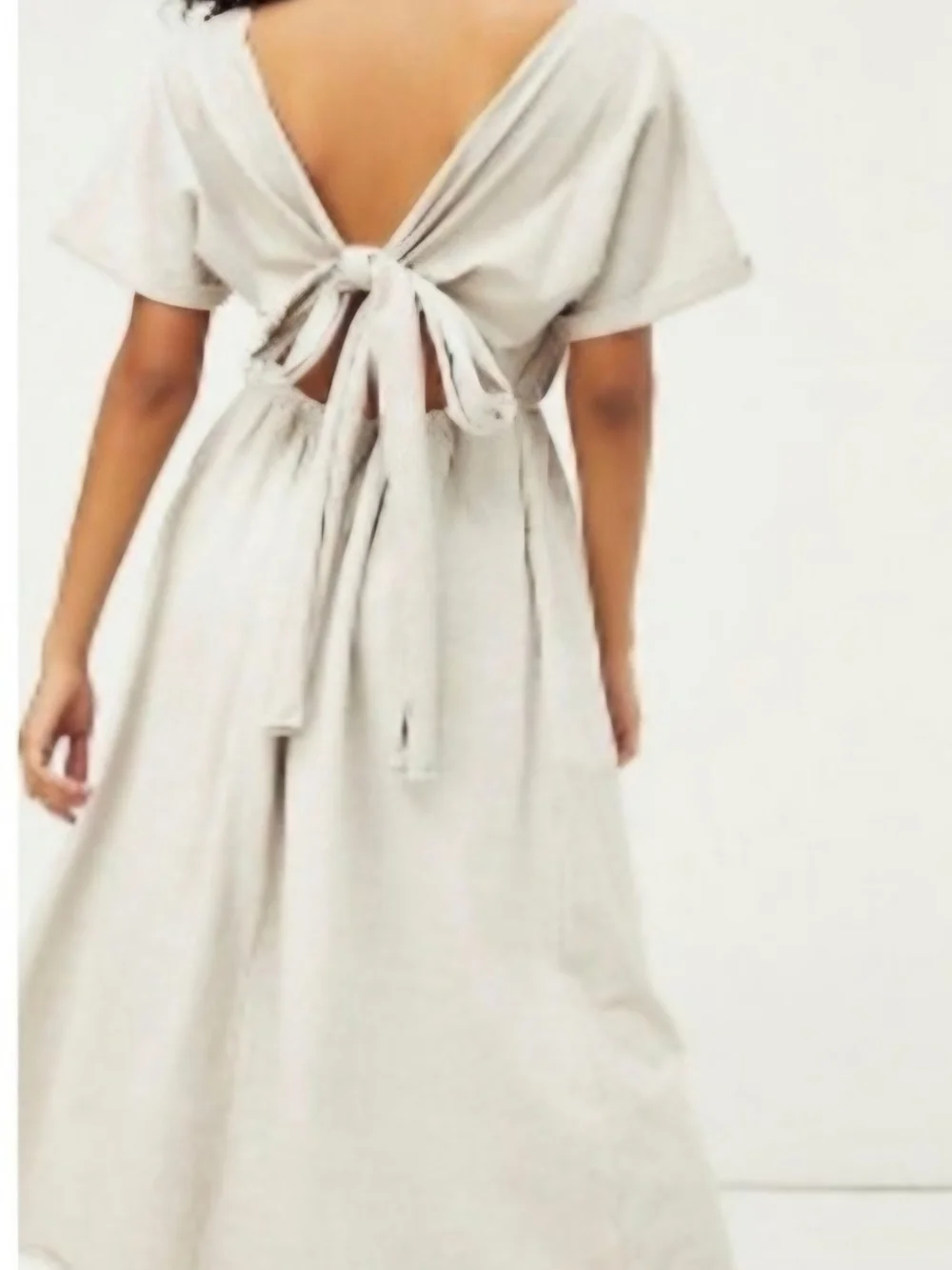 NWT Free People Beach Sorrento Midi/Maxi Dress Neutral Stone Minimalist XS-S